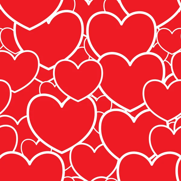 Fond rouge abstrait avec des cœurs — Image vectorielle