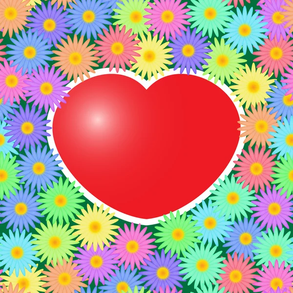 Fond Abstrait Saint Valentin Avec Des Cœurs Rouges Des Fleurs — Image vectorielle