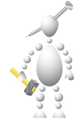 Man with a metal nail in the head clipart
