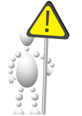 Man with black-yellow warning-sign clipart