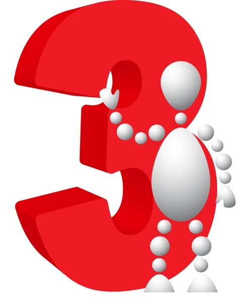 Homme avec le symbole rouge de 3 — Image vectorielle