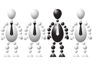 Group of a one black man and three a white mans clipart