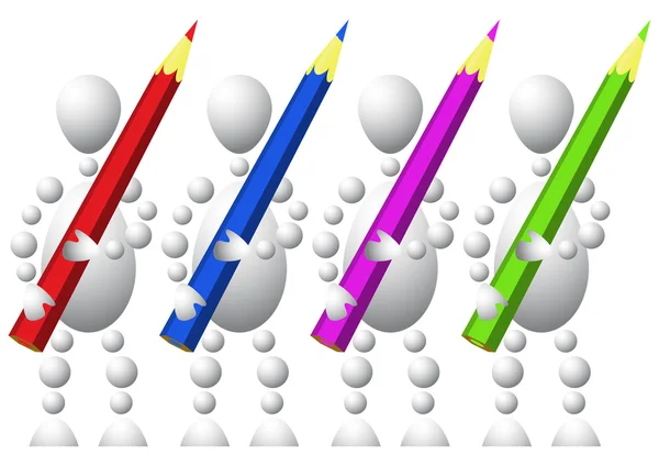 四国集团勒芒与彩色铅笔 从球的抽象 人权系列 孤立在白色背景上的白色的变形 完全可编辑矢量 Illustratio — 图库矢量图片