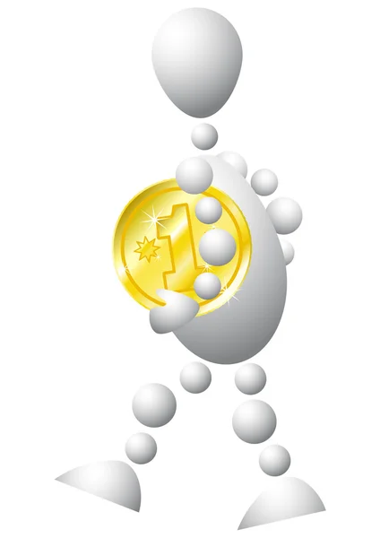 Man with golden coin — Stock Vector