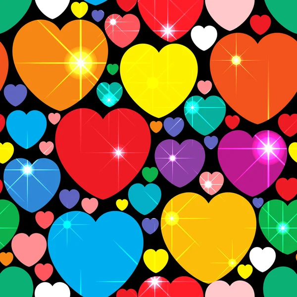 Αφηρημένα Φόντο Ημέρα Του Αγίου Βαλεντίνου Πολύχρωμες Καρδιές Χωρίς Ραφή — Διανυσματικό Αρχείο