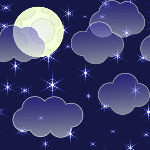 stock vector Abstract night background with clouds and stars