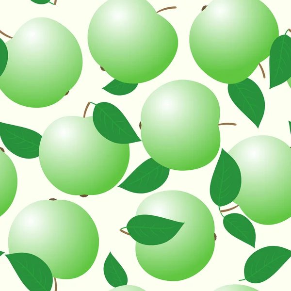 緑のりんごと葉の抽象的な背景 シームレスなパターン ベクトル イラスト — ストックベクタ