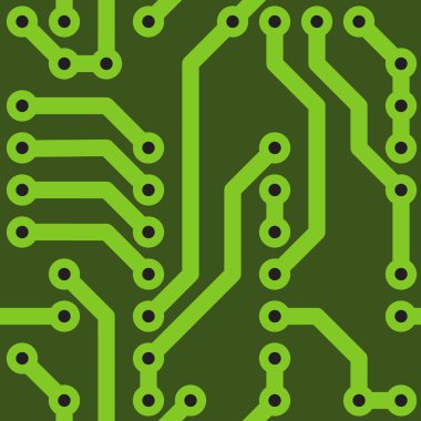 Abstract green background with conductor on computer circuit board. Vector illustration. Seamless pattern. clipart