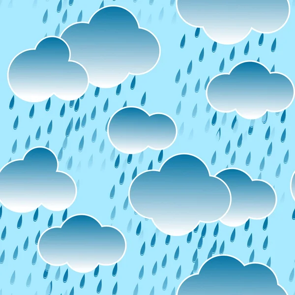 Sfondo con nuvole e gocce di pioggia — Vettoriale Stock