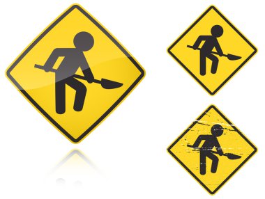 Variants a Works on the road - road sign clipart