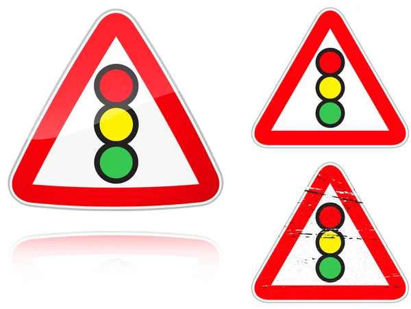 Varianter a trafikljus styra Vägmärke变形的交通灯控制道路标志 — 图库矢量图片