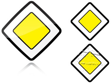 Set of variants a Main road - road sign isolated on white background. Group of as fish-eye, simple and grunge icons for your design. Vector illustration. clipart