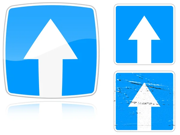 设置的一条路与单向交通 道路标志被隔绝在白色背景的变形 组为鱼眼 简单且 Grunge 的图标 为您的设计 矢量健美帝国论坛 — 图库矢量图片