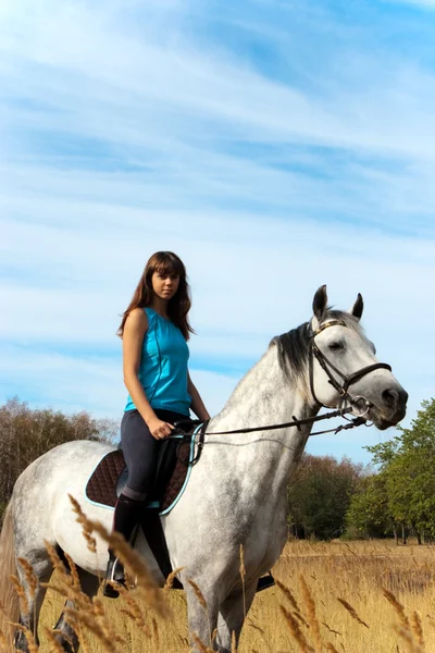 Chica en un caballo — Foto de Stock