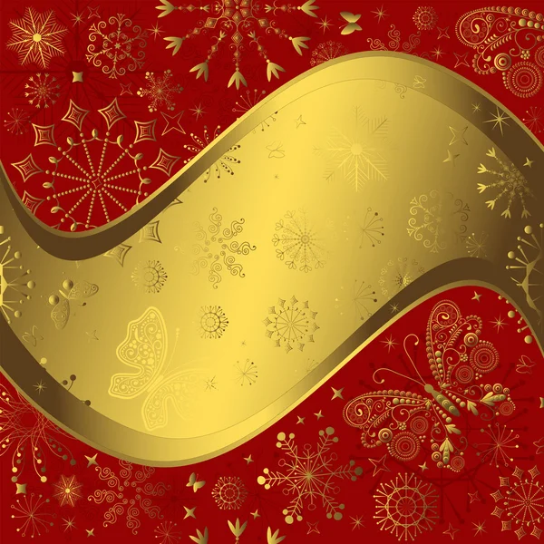 Röda och gyllene jul ram — Stock vektor