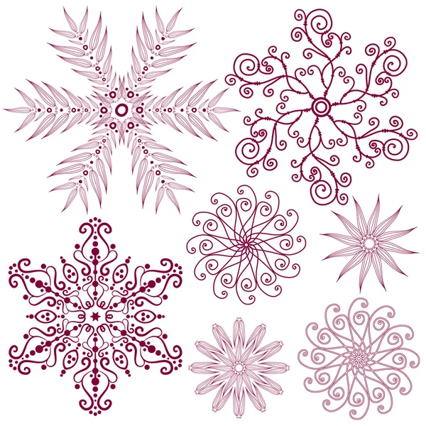 Set lilas sombres flocons de neige — Image vectorielle