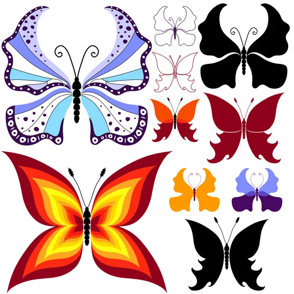 Sammlung abstrakter Schmetterlinge — Stockvektor