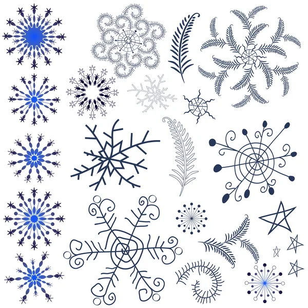 Coleção flocos de neve e elementos de design — Vetor de Stock