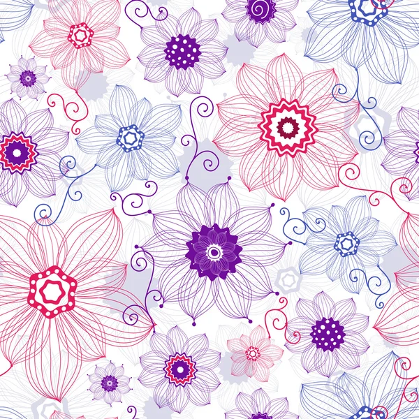 Motif floral blanc sans couture — Image vectorielle