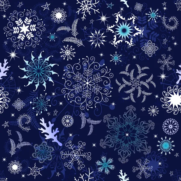 Fondo de pantalla de Navidad azul oscuro sin costuras — Vector de stock