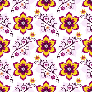 Seamless white-pink floral pattern clipart