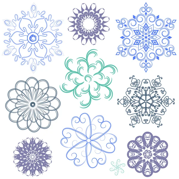 New set pastel snowflakes — Stock Vector