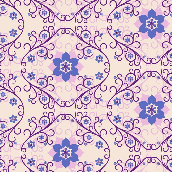 완벽 한 핑크-블루 꽃 패턴 — 스톡 벡터