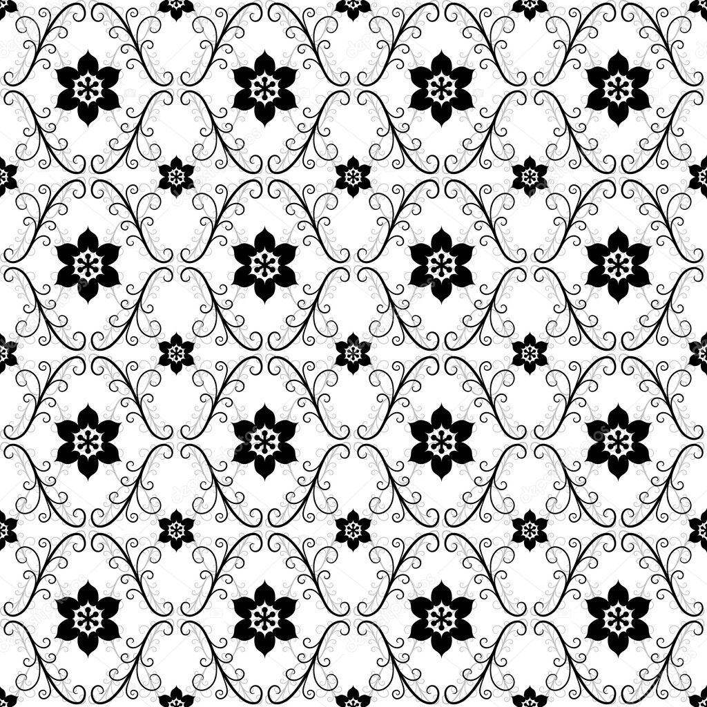 White-black vintage seamless pattern