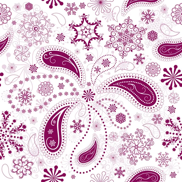 Бесшовные обои с фиолетовыми снежинками — стоковый вектор