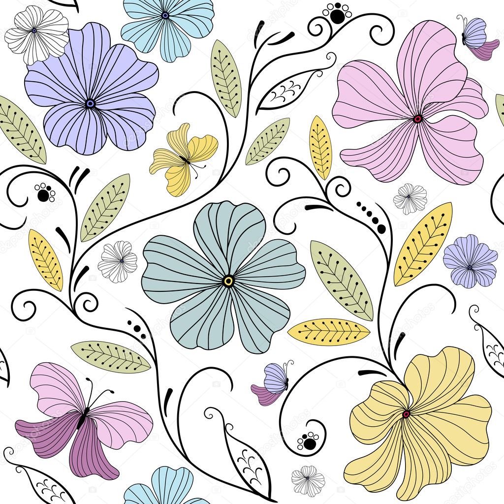 Pastel seamless floral pattern