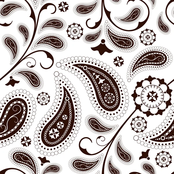 Motif floral blanc-brun sans couture — Image vectorielle