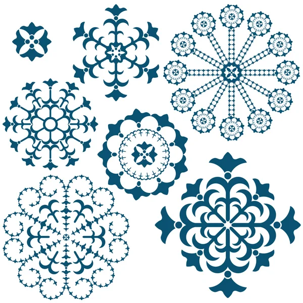 Set blue vintage snowflakes — Stock Vector