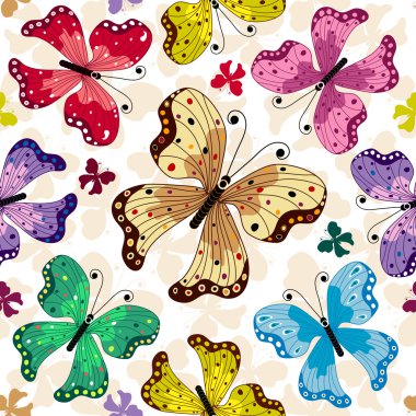 Seamless pattern with butterflies clipart