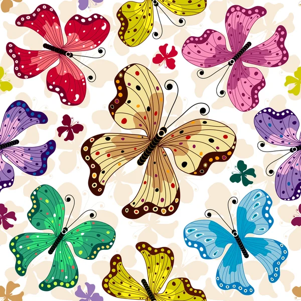 Бесшовный рисунок с бабочками — стоковый вектор