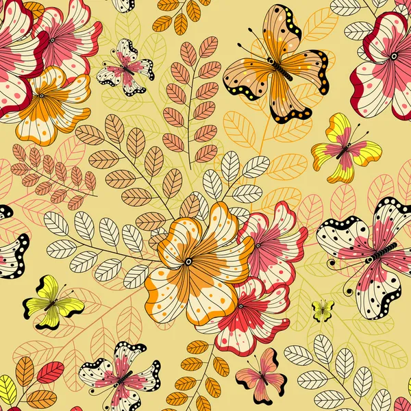 Yellow seamless floral pattern — Stock Vector