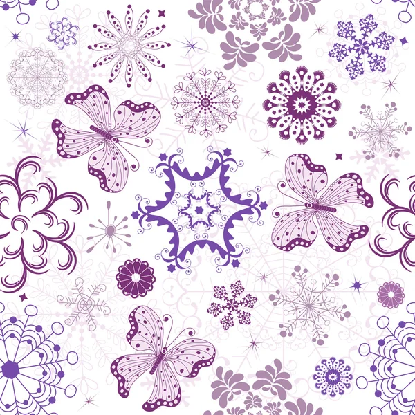 シームレスな白紫ピンクのクリスマスのパターン — ストックベクタ