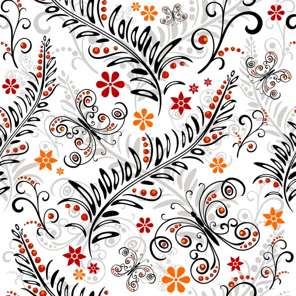 白いシームレスな花柄 — ストックベクタ
