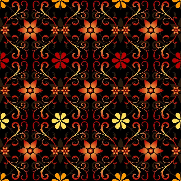 黒い花のシームレスなパターン — ストックベクタ