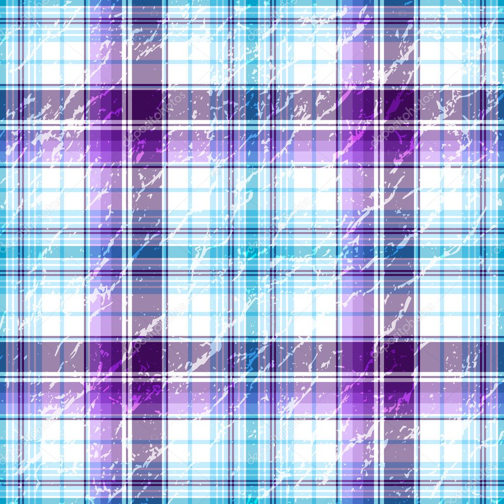 Repeating violet-white grunge checkered pattern