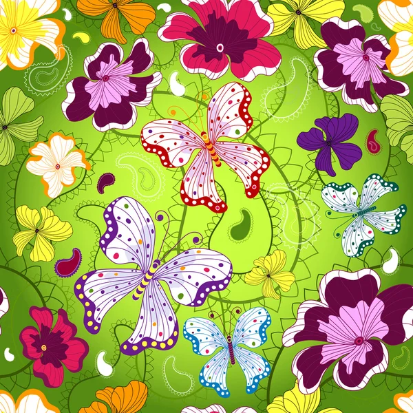 Motif floral vert sans couture — Image vectorielle