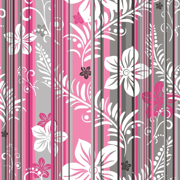 Seamless floral striped pattern — Stock Vector