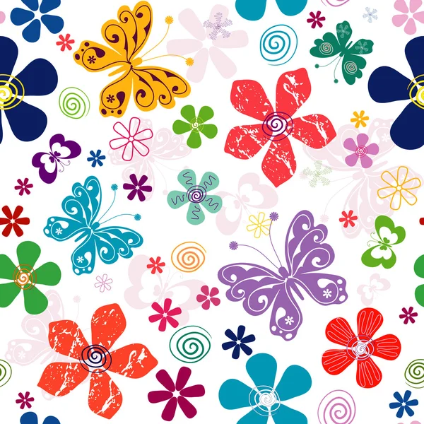 春のシームレスな花柄のパターン — ストックベクタ