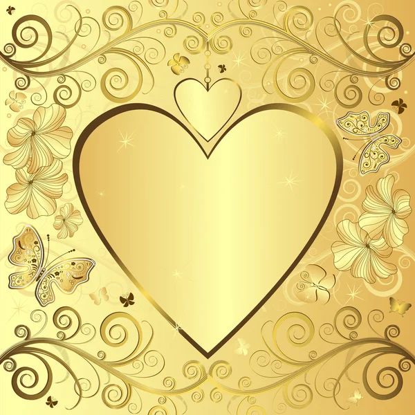 Alla hjärtans elegant gyllene bakgrund — Stock vektor
