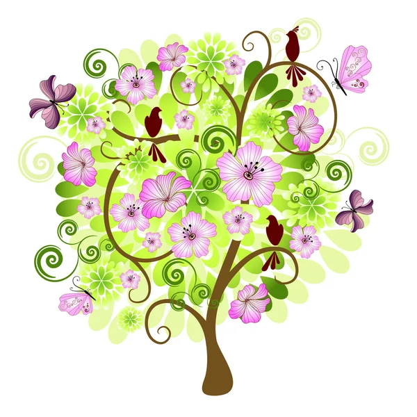 Spring decorative tree — Stock Vector
