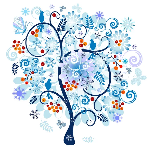Winter decorative tree — Stock Vector