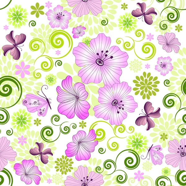 Spring repeating white floral pattern — Stock Vector