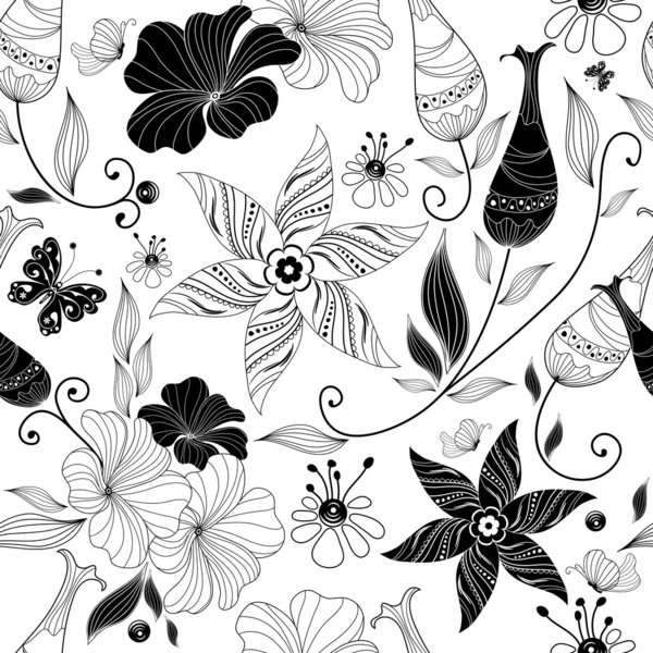 Patrón floral blanco sin costuras — Archivo Imágenes Vectoriales