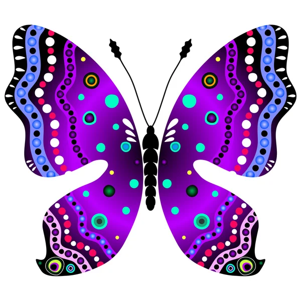 Violett Und Schwarz Dekorativer Schmetterling Isoliert Auf Weiß Vektor — Stockvektor