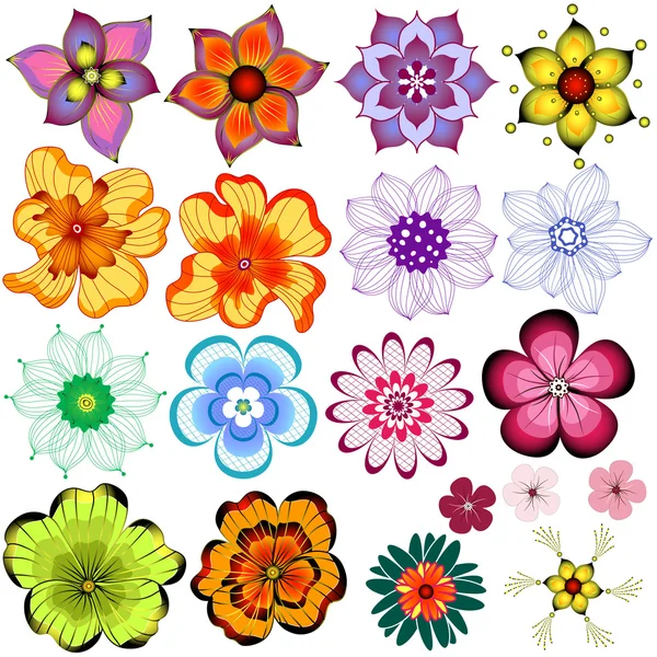 Collectie decoratieve bloemen — Stockvector
