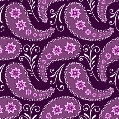 Seamless violet floral pattern with paisleys and flowers(vector) clipart